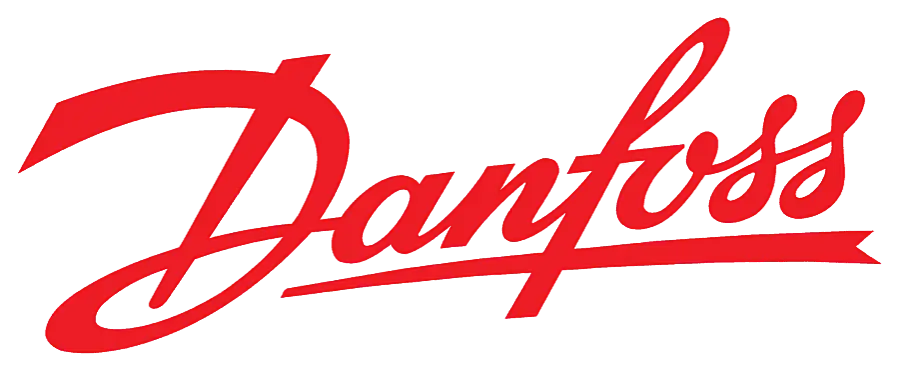 Logo Danfoss en rouge, marque spécialisée en solutions de régulation thermique